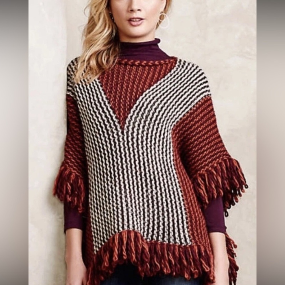 Anthropologie one size rust  poncho great condition